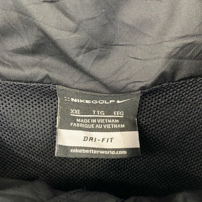 古着 used　NIKEGOLF ナイキゴルフ　長袖ナイロンプルオーバー　ハーフジップ　アノラック　ワンポイント刺繍　黒　XXLサイズ