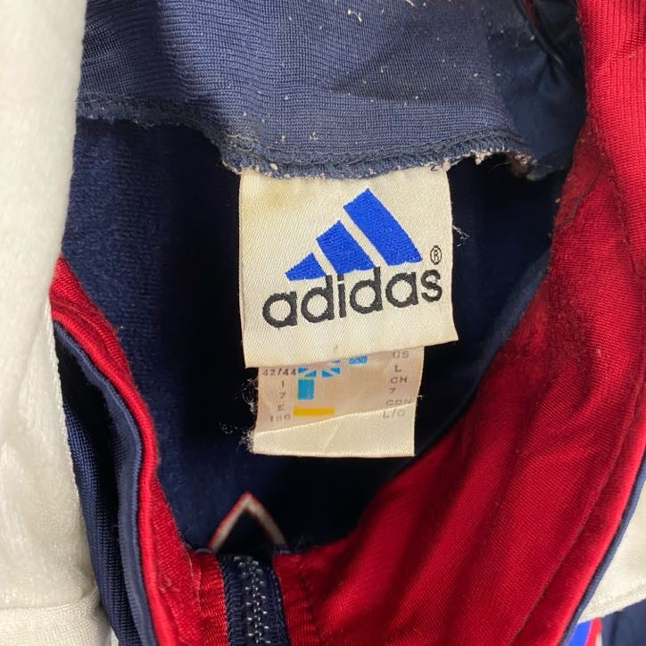 90s　adidas　アディダス　トラックジャケット/ジャージ　ヴィンテージ　マルチカラー　紺　ネイビー　Lサイズ