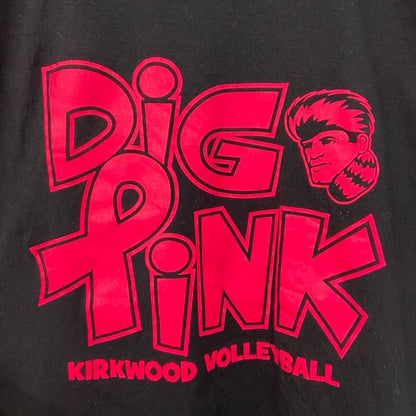 古着 used　GILDAN　ギルダン　半袖ロゴプリントTシャツ　バレーボール　Dig Pink　黒　ブラック　Mサイズ