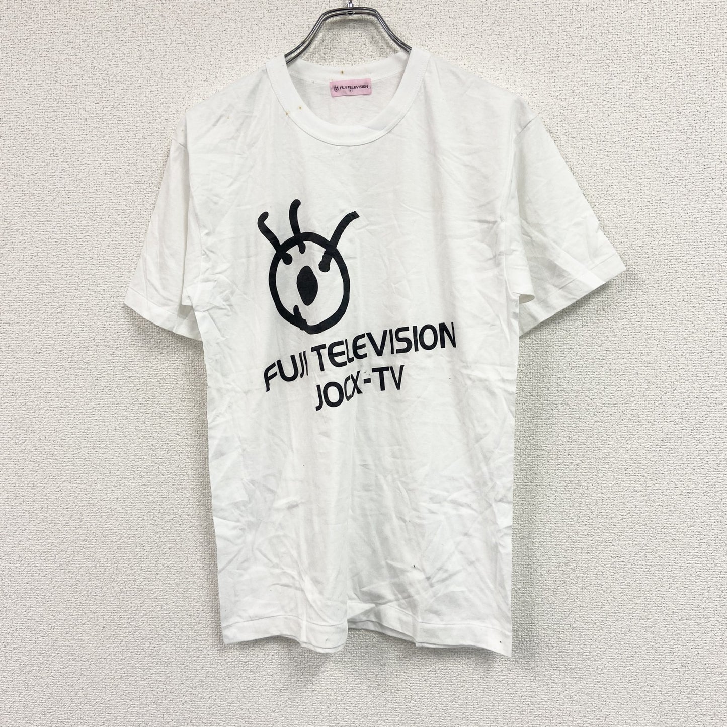 半袖プリントＴシャツ　フジテレビジョン　会社ロゴ　シングルステッチ　白　ホワイト　Fサイズ