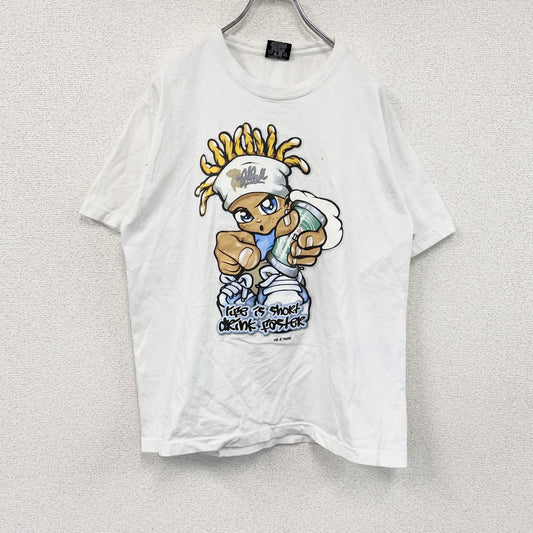 SPIRIT　半袖プリントTシャツ　BBOY　HIPHOP　ヒップホップ　白　ホワイト　Lサイズ