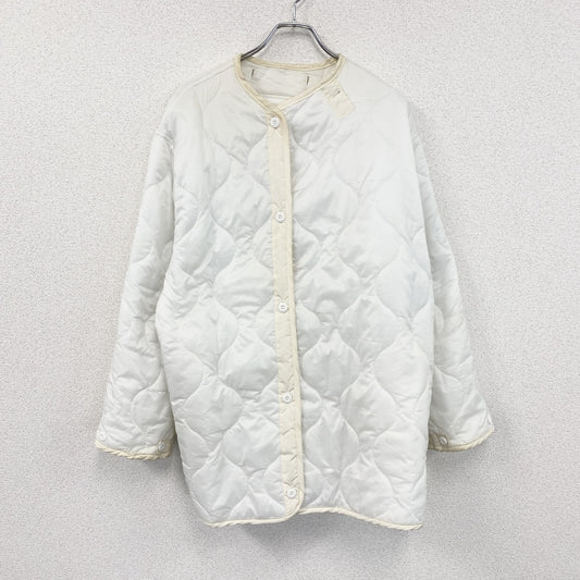 H　アッシュ　キルティングジャケット　ライナーコート　中綿入り　ミリタリー　白　ホワイト　フリーサイズ