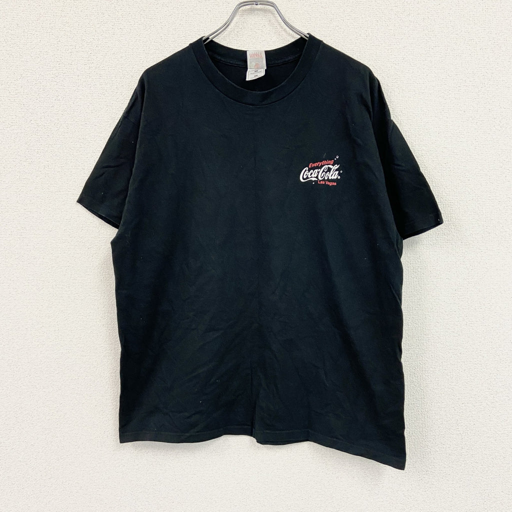 FRUIT OF THE LOOM　半袖企業プリントＴシャツ　コカ・コーラ　黒　ブラック　XLサイズ