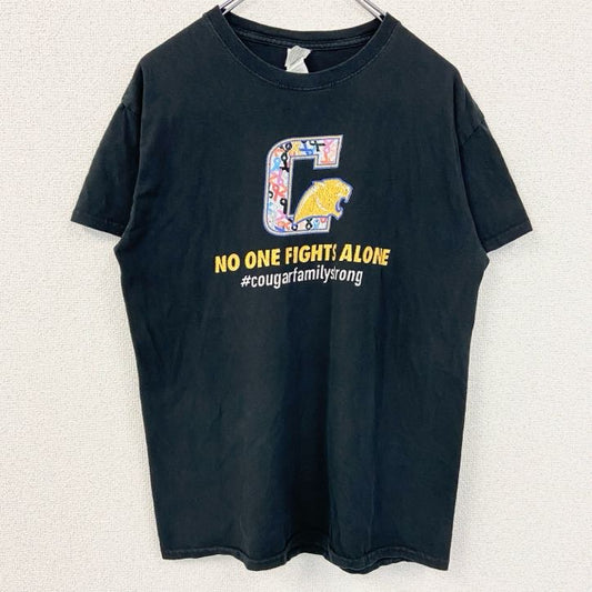 GILDAN　ギルダン　半袖プリントアニマルTシャツ　英字プリント　3連プリント　虎　クルーネック　黒　ブラック　Mサイズ