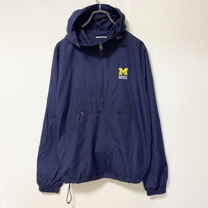 古着 used　SPORT-TEK　長袖ハーフジップナイロンジャケット　アノラックパーカー　ネイビー　ワンポイント刺　Mサイズ