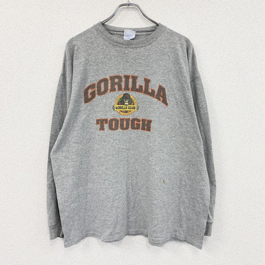 00s　M&O　Gorilla Glue　ゴリラグルー　長袖Tシャツ/ロンT　3連プリント　灰色　グレー　XLサイズ