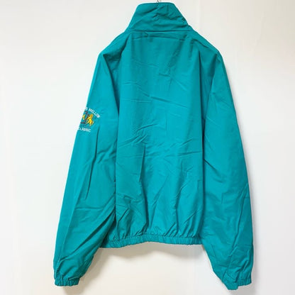 古着 used　Augusta　USA製　長袖ハイネックナイロンジャケット　ワンポイント刺繍　ゴルフ　緑　秋冬服　XLサイズ