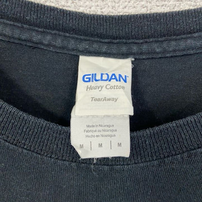 GILDAN　ギルダン　半袖プリントアニマルTシャツ　英字プリント　3連プリント　虎　クルーネック　黒　ブラック　Mサイズ
