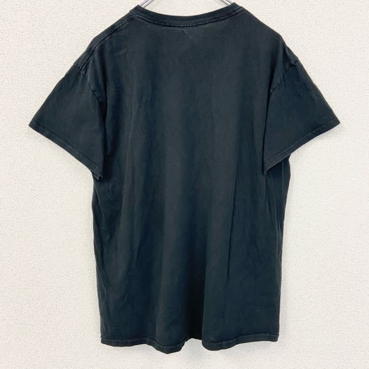 GILDAN　ギルダン　半袖プリントアニマルTシャツ　英字プリント　3連プリント　虎　クルーネック　黒　ブラック　Mサイズ