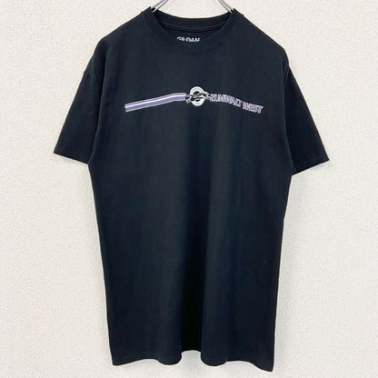 古着 used　GILDAN　半袖クルーネックTシャツ　バックプリント　JAGUARS　ザムウォルトウエスト　肉球　黒　Mサイズ