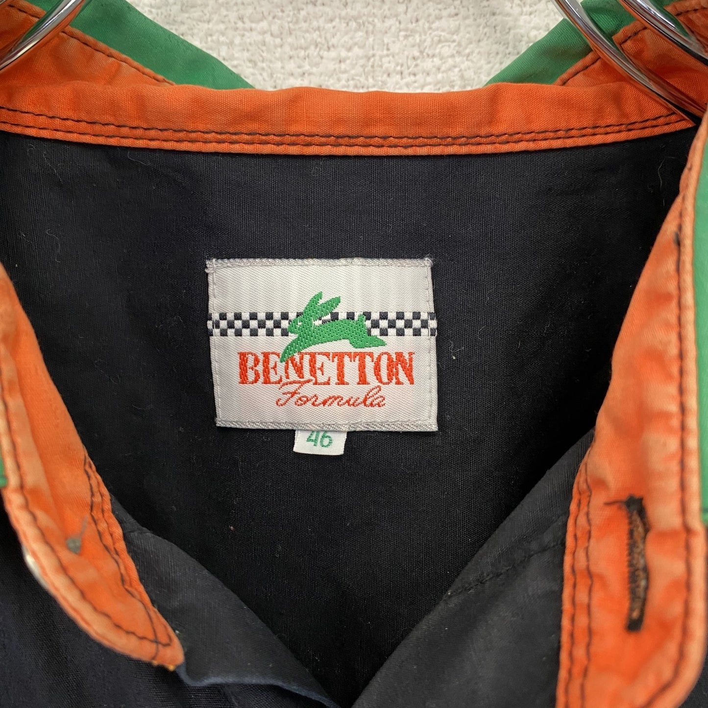 90s　BENETTON FORMULA　ベネトン・フォーミュラ　長袖シャツ　ワークシャツ　黒　ブラック　46サイズ