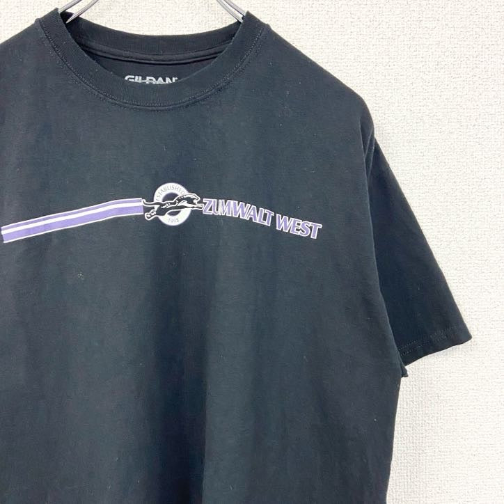 古着 used　GILDAN　半袖クルーネックTシャツ　バックプリント　JAGUARS　ザムウォルトウエスト　肉球　黒　Mサイズ