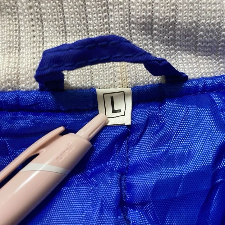古着 used　長袖ロゴプリントスタジャン　バックプリント　MLB　METS　ニューヨークメッツ　野球　青　ヴィンテージ　Lサイズ