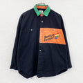 90s　BENETTON FORMULA　ベネトン・フォーミュラ　長袖シャツ　ワークシャツ　黒　ブラック　46サイズ