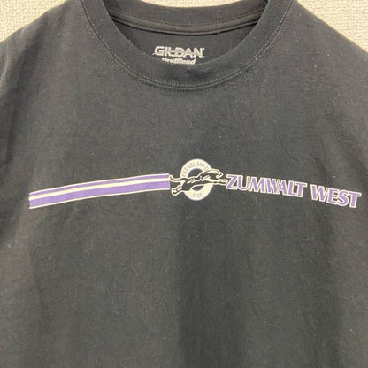 古着 used　GILDAN　半袖クルーネックTシャツ　バックプリント　JAGUARS　ザムウォルトウエスト　肉球　黒　Mサイズ