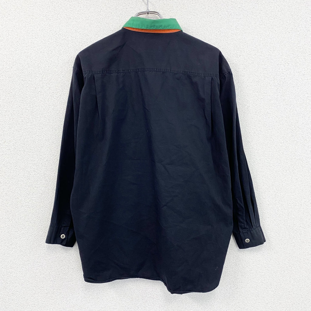 90s　BENETTON FORMULA　ベネトン・フォーミュラ　長袖シャツ　ワークシャツ　黒　ブラック　46サイズ