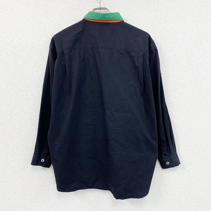 90s　BENETTON FORMULA　ベネトン・フォーミュラ　長袖シャツ　ワークシャツ　黒　ブラック　46サイズ