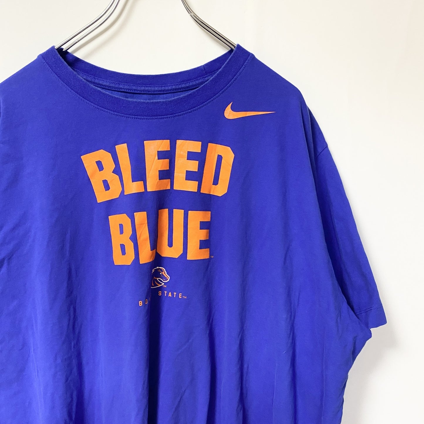 古着 used　NIKE　ナイキ　DRI‐FIT　半袖クルーネックロゴプリントTシャツ　BLEED BLUE　青　XXLサイズ