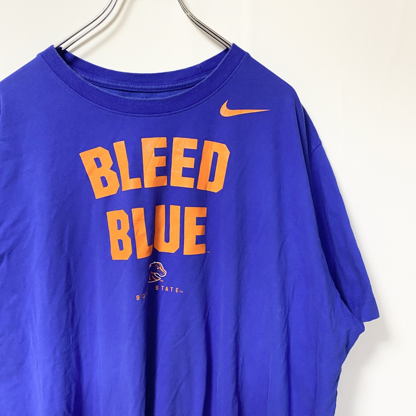 古着 used　NIKE　ナイキ　DRI‐FIT　半袖クルーネックロゴプリントTシャツ　BLEED BLUE　青　XXLサイズ