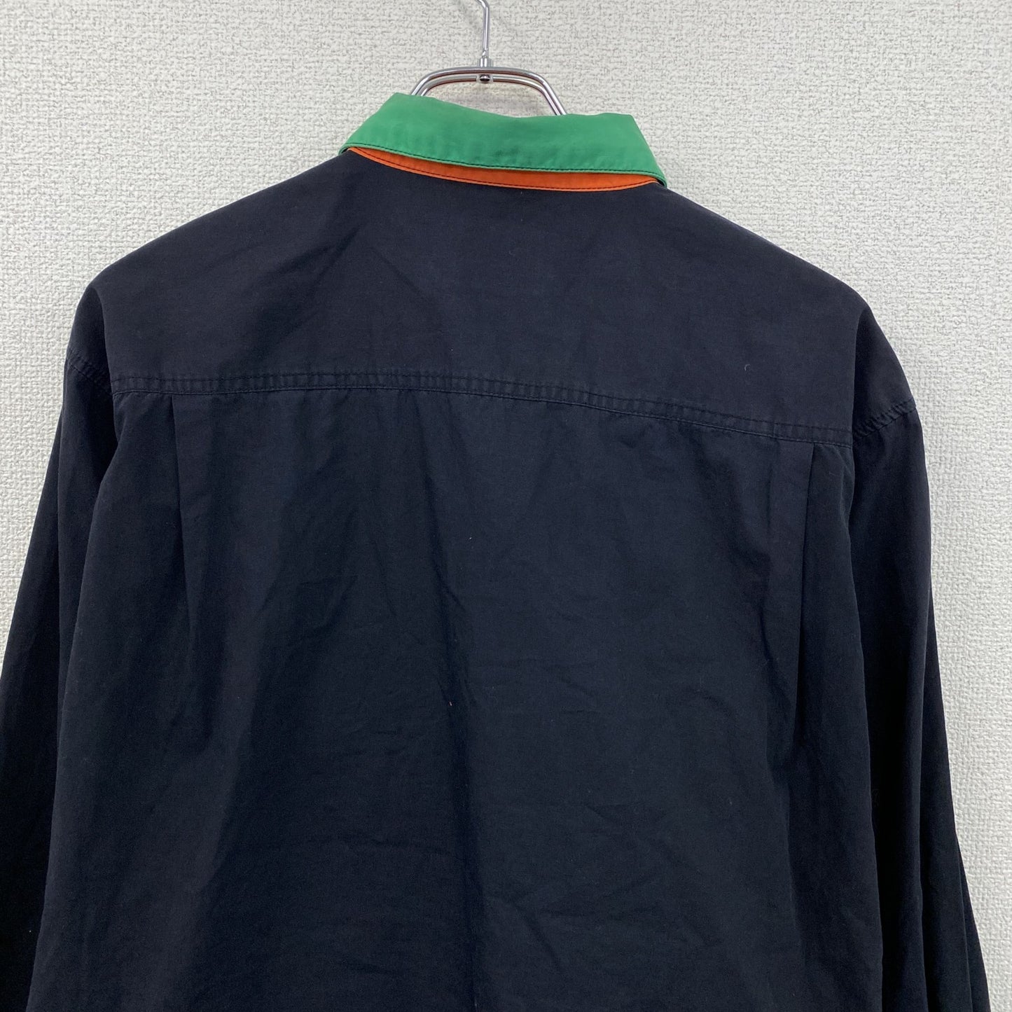 90s　BENETTON FORMULA　ベネトン・フォーミュラ　長袖シャツ　ワークシャツ　黒　ブラック　46サイズ