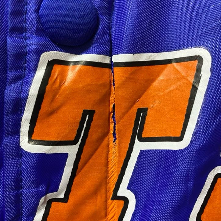古着 used　長袖ロゴプリントスタジャン　バックプリント　MLB　METS　ニューヨークメッツ　野球　青　ヴィンテージ　Lサイズ