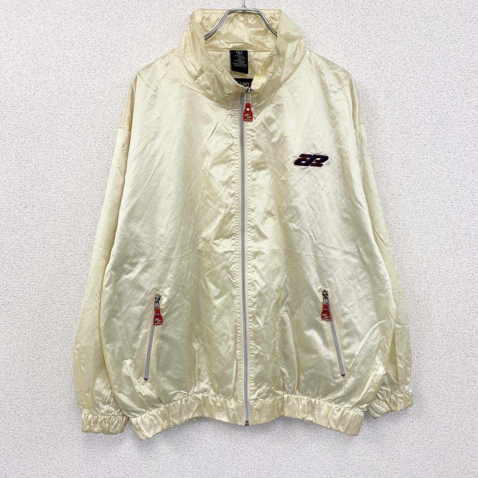 90s　PELLE PELLE　ペレペレ　フルジップナイロンジャケット　ヴィンテージ　ベージュ　ホワイト　Lサイズ　