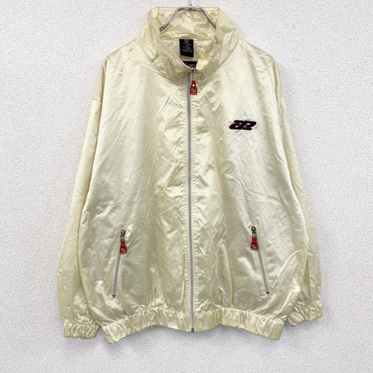 90s　PELLE PELLE　ペレペレ　フルジップナイロンジャケット　ヴィンテージ　ベージュ　ホワイト　Lサイズ　