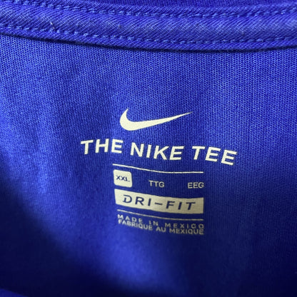 古着 used　NIKE　ナイキ　DRI‐FIT　半袖クルーネックロゴプリントTシャツ　BLEED BLUE　青　XXLサイズ