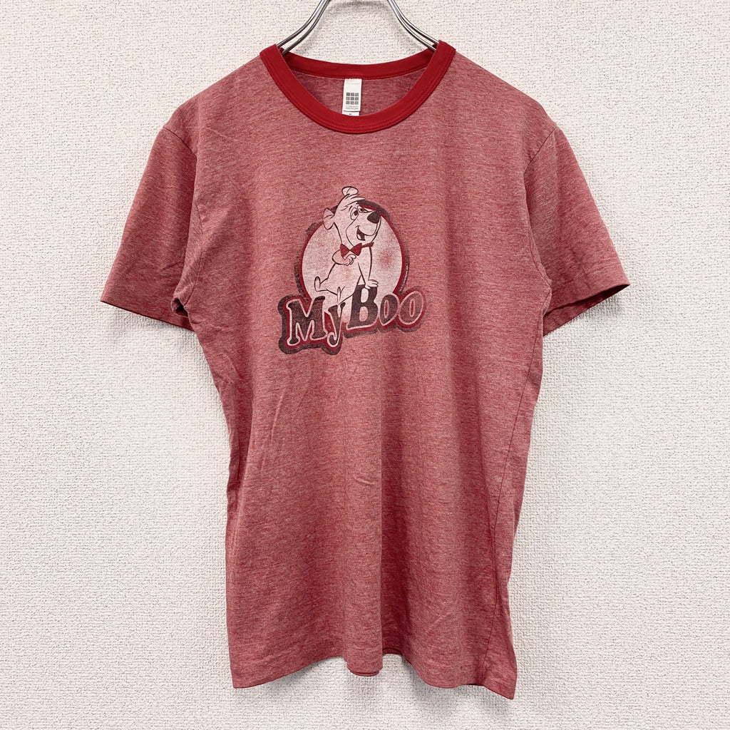 STANDARD AMERICAN　ブーブーベア　半袖プリントリンガーTシャツ　キャラクターT　アニメT　赤　レッド　Mサイズ