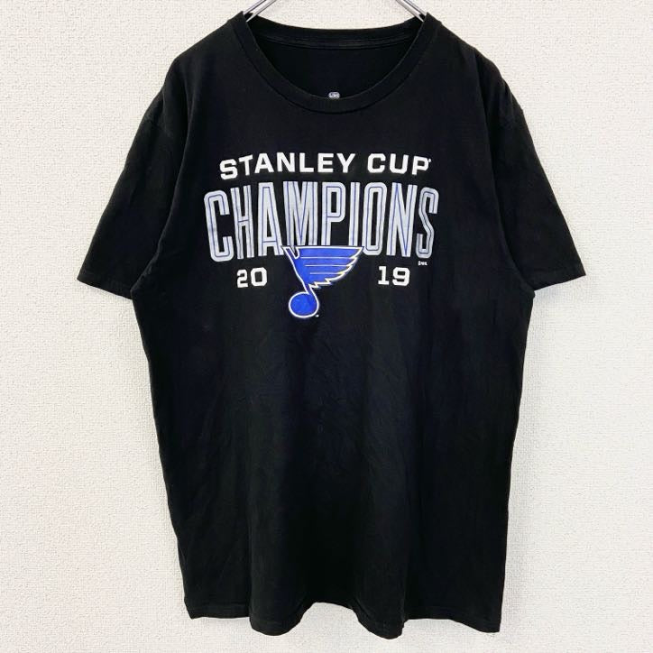 古着 used　NHL　半袖クルーネックTシャツ　バックプリント　スタンレーカップ　ホッケー　黒　ブラック　春夏服　Lサイズ