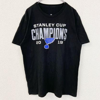 古着 used　NHL　半袖クルーネックTシャツ　バックプリント　スタンレーカップ　ホッケー　黒　ブラック　春夏服　Lサイズ