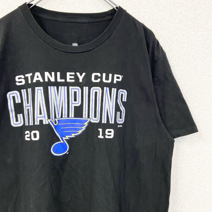 古着 used　NHL　半袖クルーネックTシャツ　バックプリント　スタンレーカップ　ホッケー　黒　ブラック　春夏服　Lサイズ