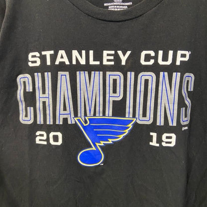古着 used　NHL　半袖クルーネックTシャツ　バックプリント　スタンレーカップ　ホッケー　黒　ブラック　春夏服　Lサイズ