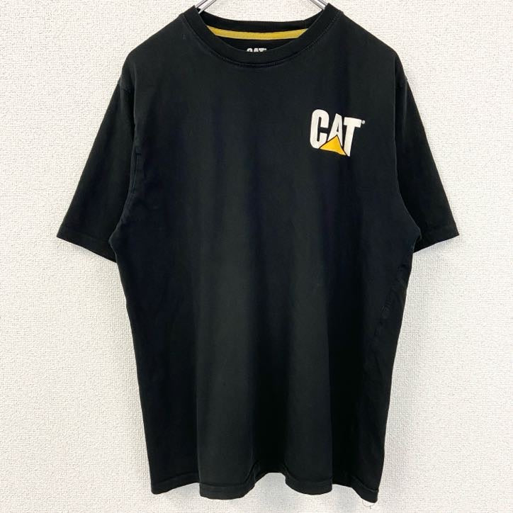 古着 used　CAT　キャタピラー　半袖企業ロゴプリントTシャツ　バックプリント　黒　ブラック　春夏服　XLサイズ