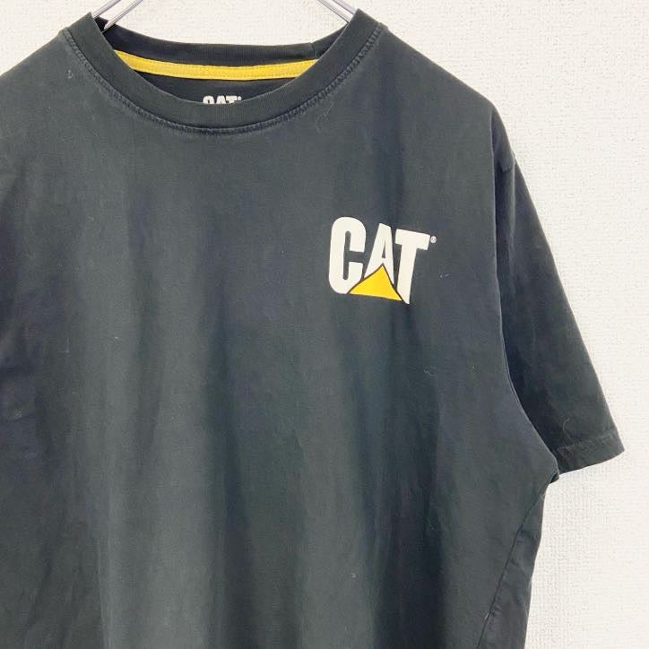 古着 used　CAT　キャタピラー　半袖企業ロゴプリントTシャツ　バックプリント　黒　ブラック　春夏服　XLサイズ