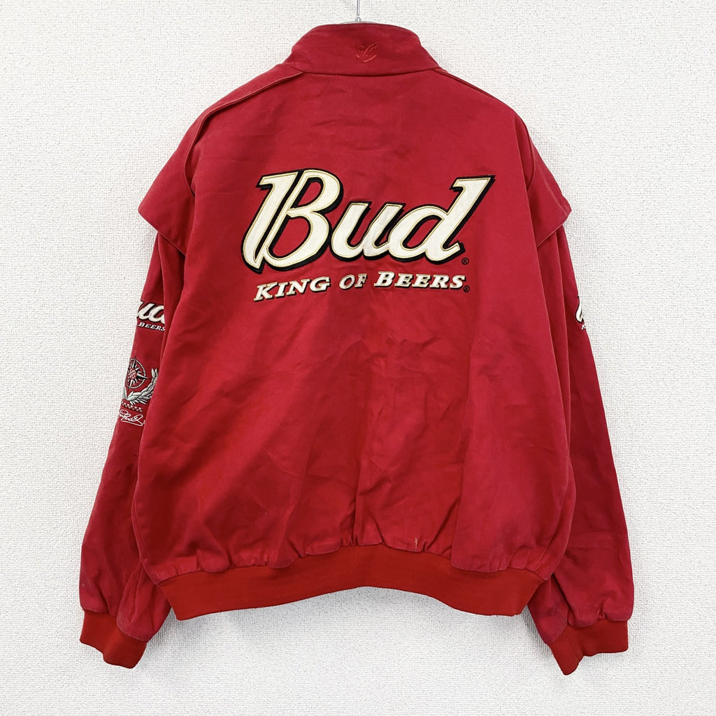 90s　CHASE AUTHENTICS　Budweiser　レーシングジャケット　企業ロゴ　赤　レッド　XLサイズ