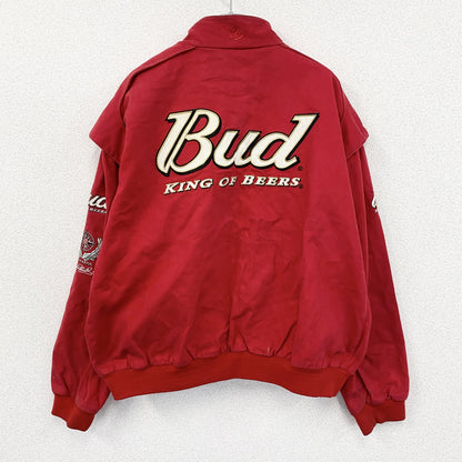 90s　CHASE AUTHENTICS　Budweiser　レーシングジャケット　企業ロゴ　赤　レッド　XLサイズ