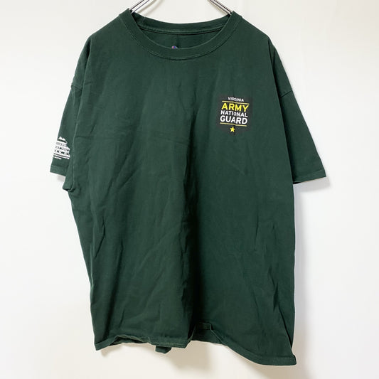 Champion　チャンピオン　U.S.ARMY　半袖プリントTシャツ　ワンポイント　ミリタリー　現行　緑　グリーン　XLサイズ