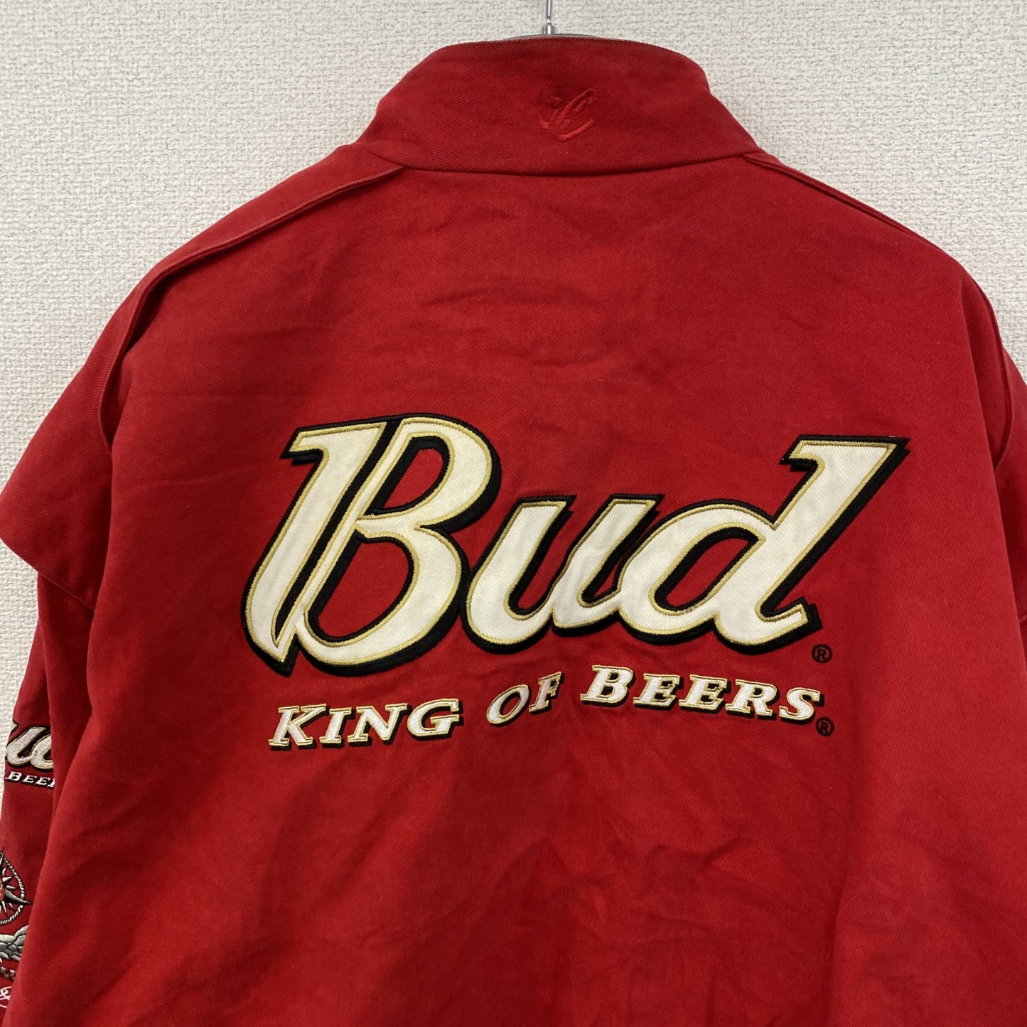 90s　CHASE AUTHENTICS　Budweiser　レーシングジャケット　企業ロゴ　赤　レッド　XLサイズ