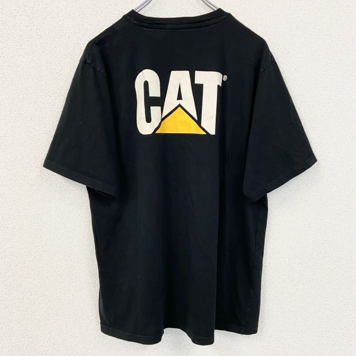 古着 used　CAT　キャタピラー　半袖企業ロゴプリントTシャツ　バックプリント　黒　ブラック　春夏服　XLサイズ