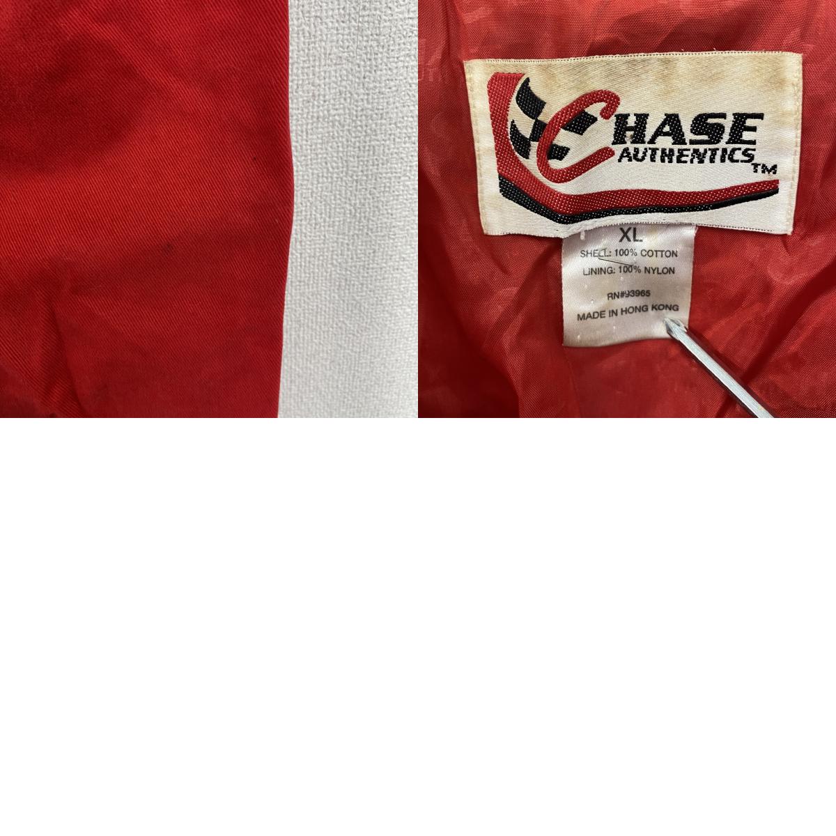 90s　CHASE AUTHENTICS　Budweiser　レーシングジャケット　企業ロゴ　赤　レッド　XLサイズ