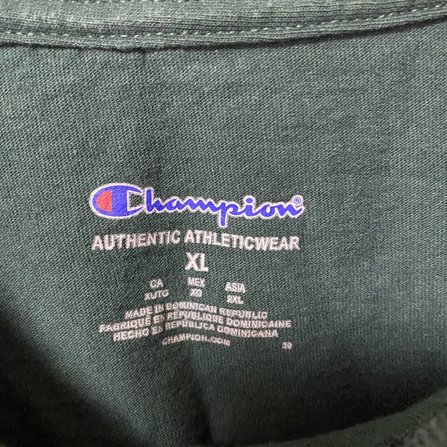 Champion　チャンピオン　U.S.ARMY　半袖プリントTシャツ　ワンポイント　ミリタリー　現行　緑　グリーン　XLサイズ