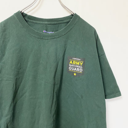 Champion　チャンピオン　U.S.ARMY　半袖プリントTシャツ　ワンポイント　ミリタリー　現行　緑　グリーン　XLサイズ