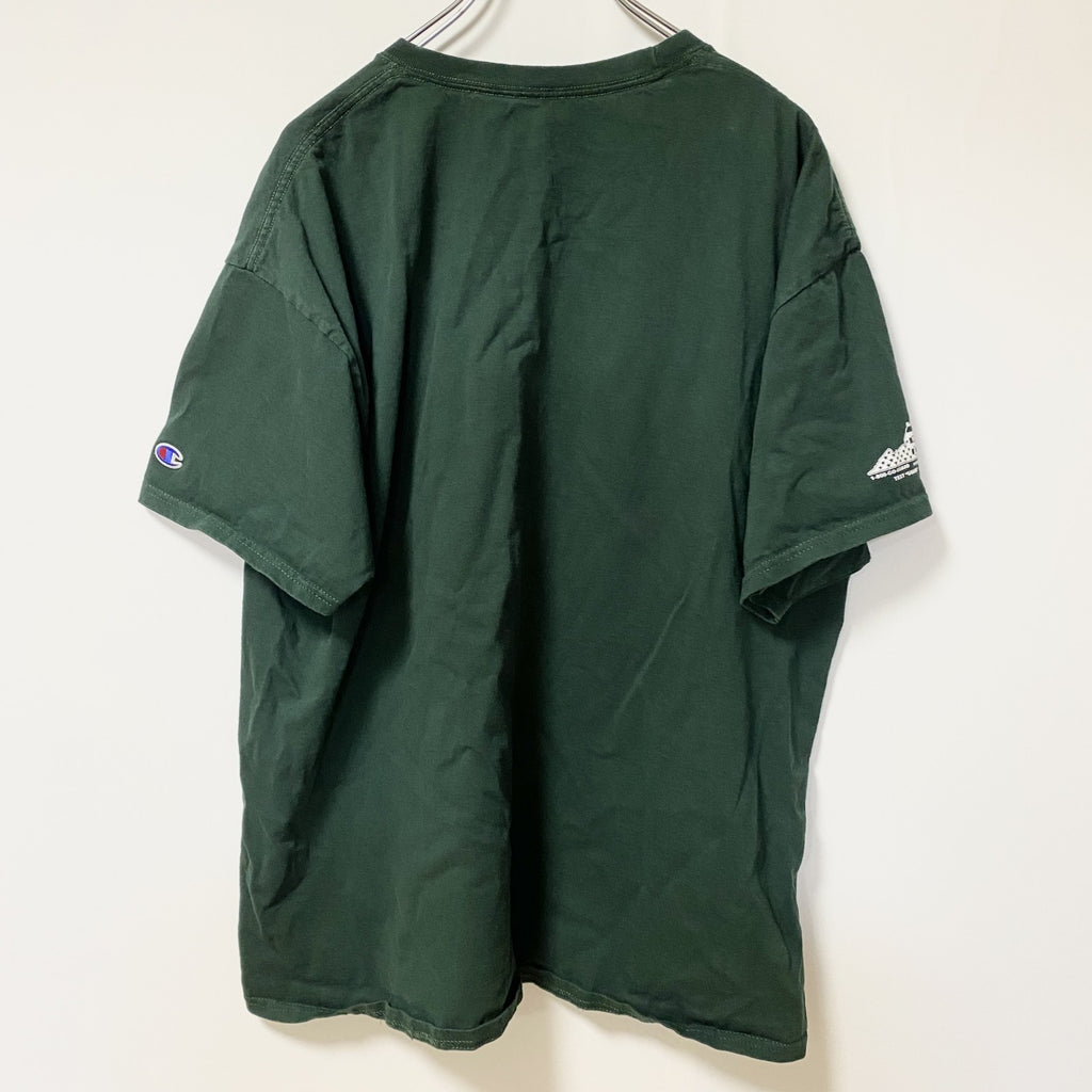 Champion　チャンピオン　U.S.ARMY　半袖プリントTシャツ　ワンポイント　ミリタリー　現行　緑　グリーン　XLサイズ