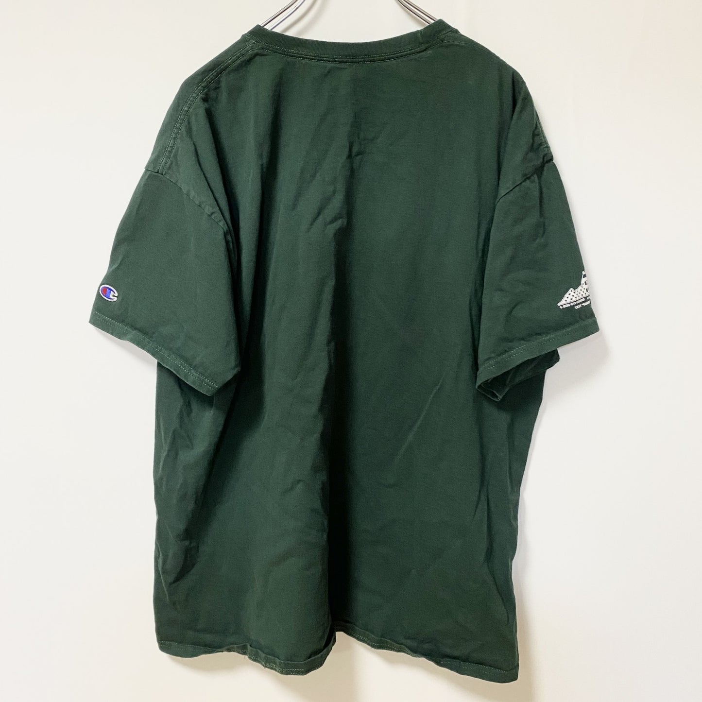 Champion　チャンピオン　U.S.ARMY　半袖プリントTシャツ　ワンポイント　ミリタリー　現行　緑　グリーン　XLサイズ