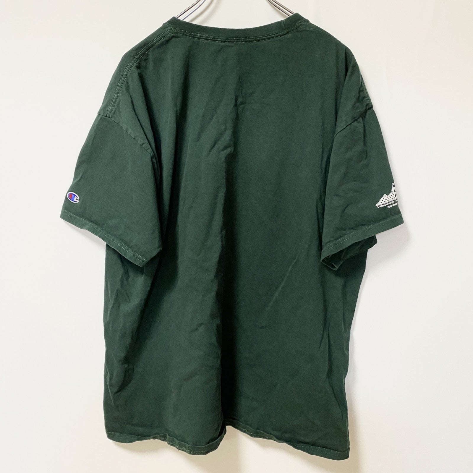 Champion　チャンピオン　U.S.ARMY　半袖プリントTシャツ　ワンポイント　ミリタリー　現行　緑　グリーン　XLサイズ