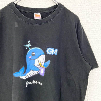 古着 used　Oren　半袖アニマルデザインプリントTシャツ　クルーネック　クジラ　黒　ブラック　春夏服　XLサイズ