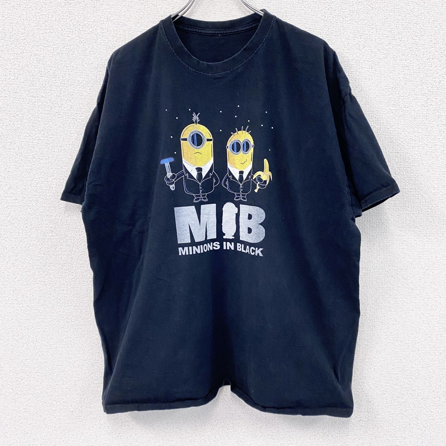 ミニオンズ　MIB　半袖プリントTシャツ　キャラT　黒　ブラック