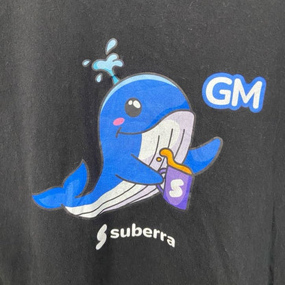 古着 used　Oren　半袖アニマルデザインプリントTシャツ　クルーネック　クジラ　黒　ブラック　春夏服　XLサイズ