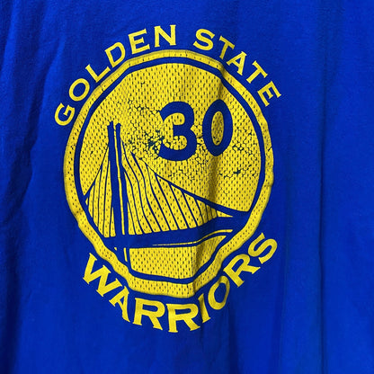 古着 used　Adidas　アディダス　半袖クルーネックデザインプリントTシャツ　青　GOLDEN WARRIORS　Mサイズ